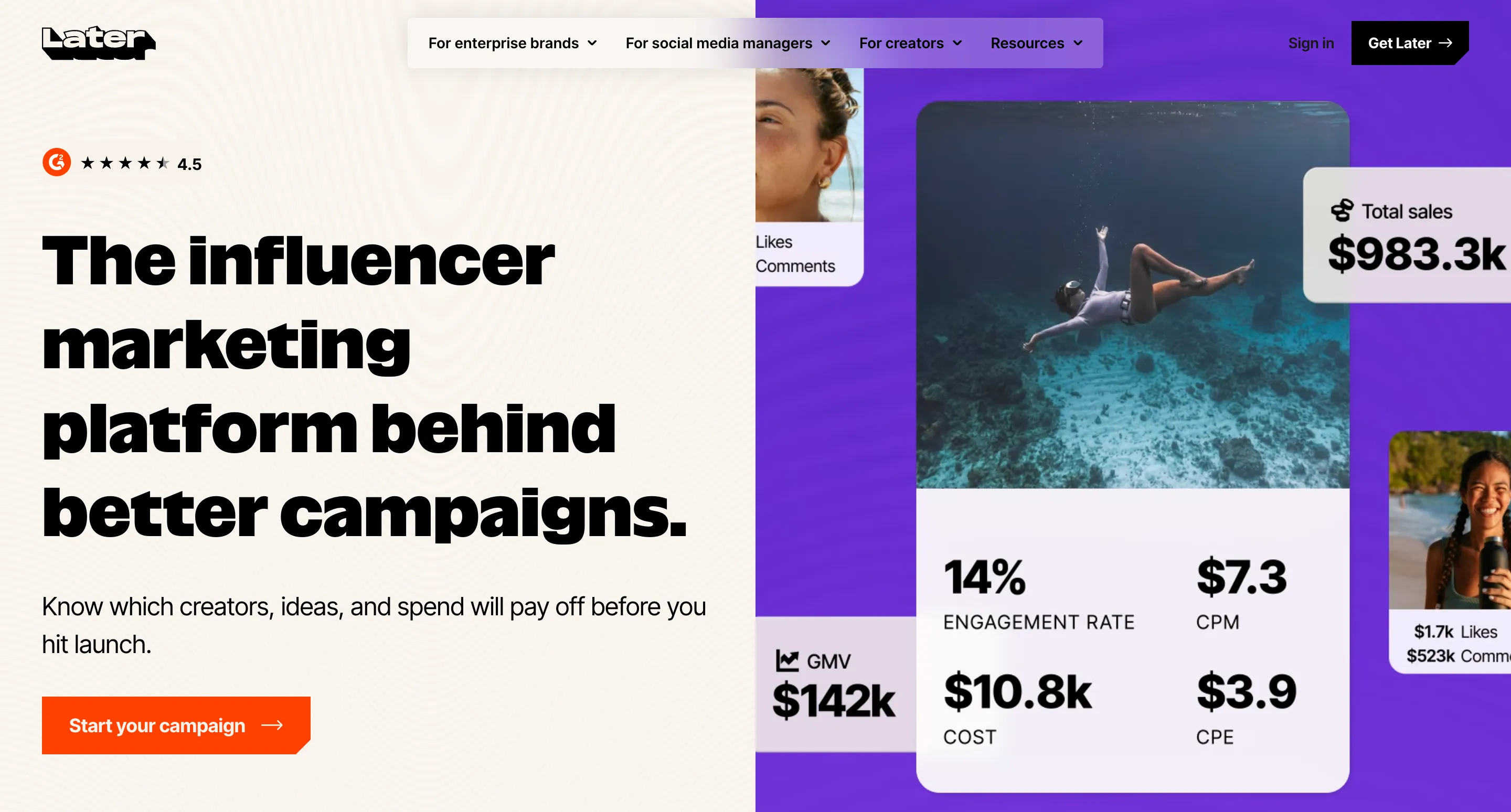 Later Influence Influencer Marketing Platform